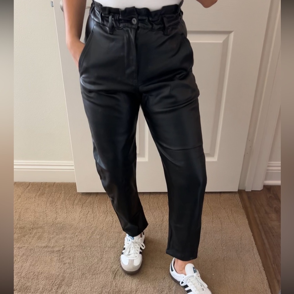Zara Black Leather-Style Trousers